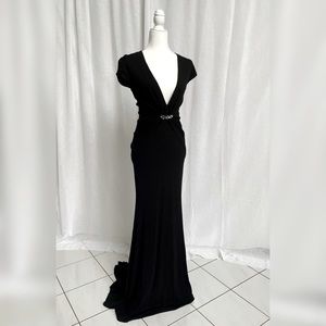 Stunning deep V black gown